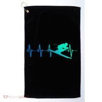 Ski Heartbeat Downhill Skiing Skier Gift Ski Bum Funny Gift Golf Towel thumb 0