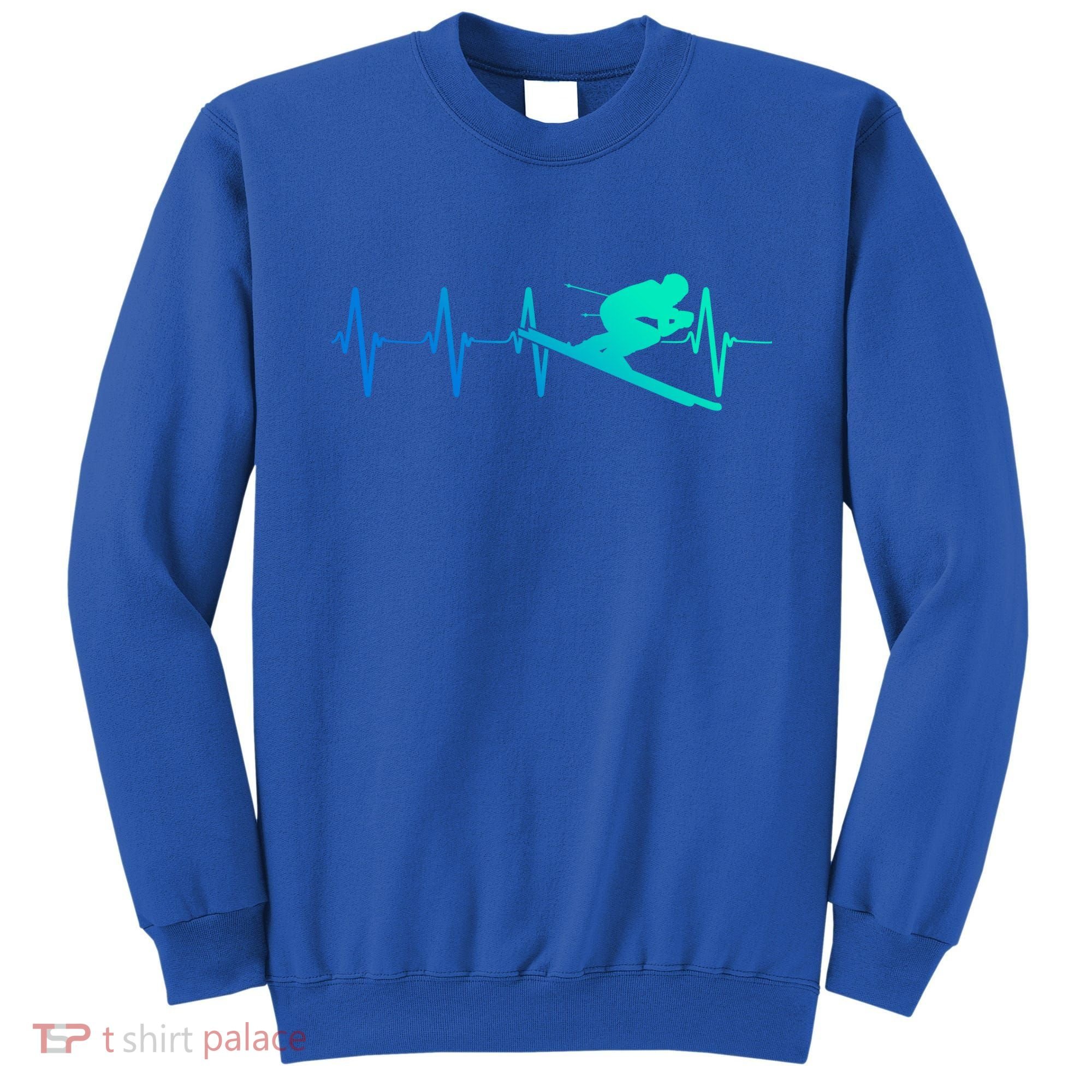 Ski Heartbeat Downhill Skiing Skier Gift Ski Bum Funny Gift Sweatshirt