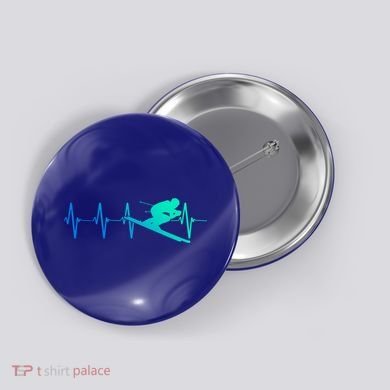 Ski Heartbeat Downhill Skiing Skier Gift Ski Bum Funny Gift Button