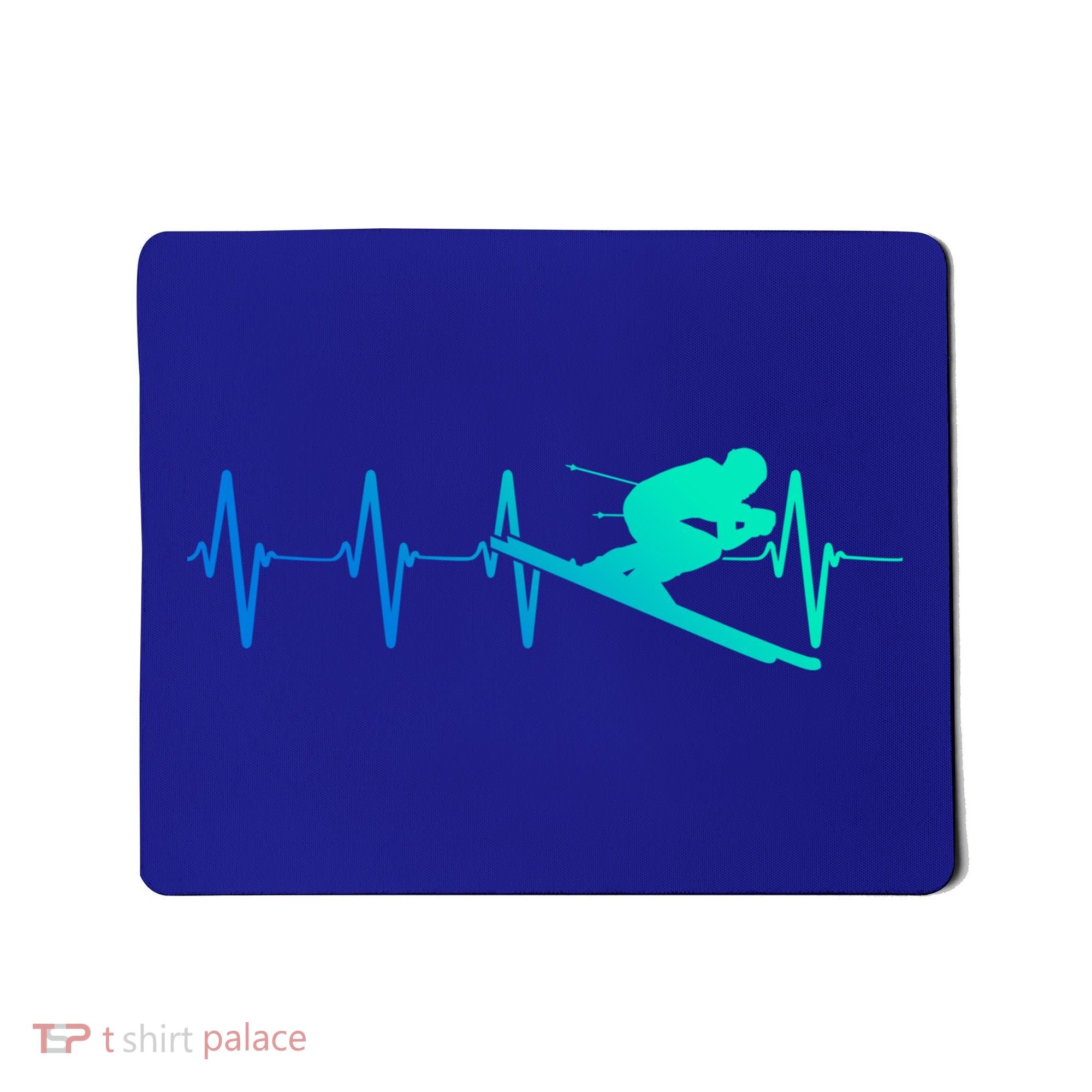 Ski Heartbeat Downhill Skiing Skier Gift Ski Bum Funny Gift Mousepad