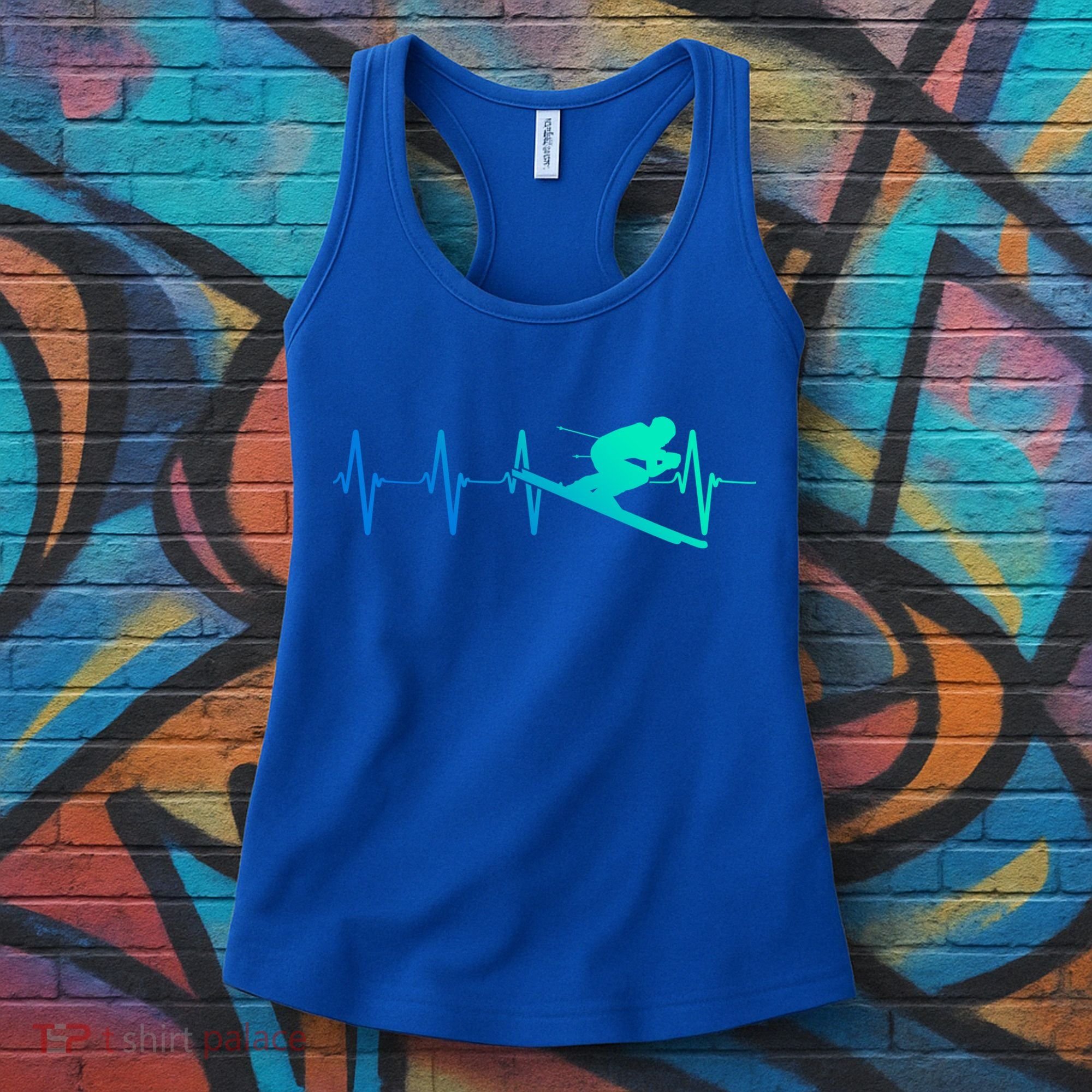 Ski Heartbeat Downhill Skiing Skier Gift Ski Bum Funny Gift Women's Tank Top