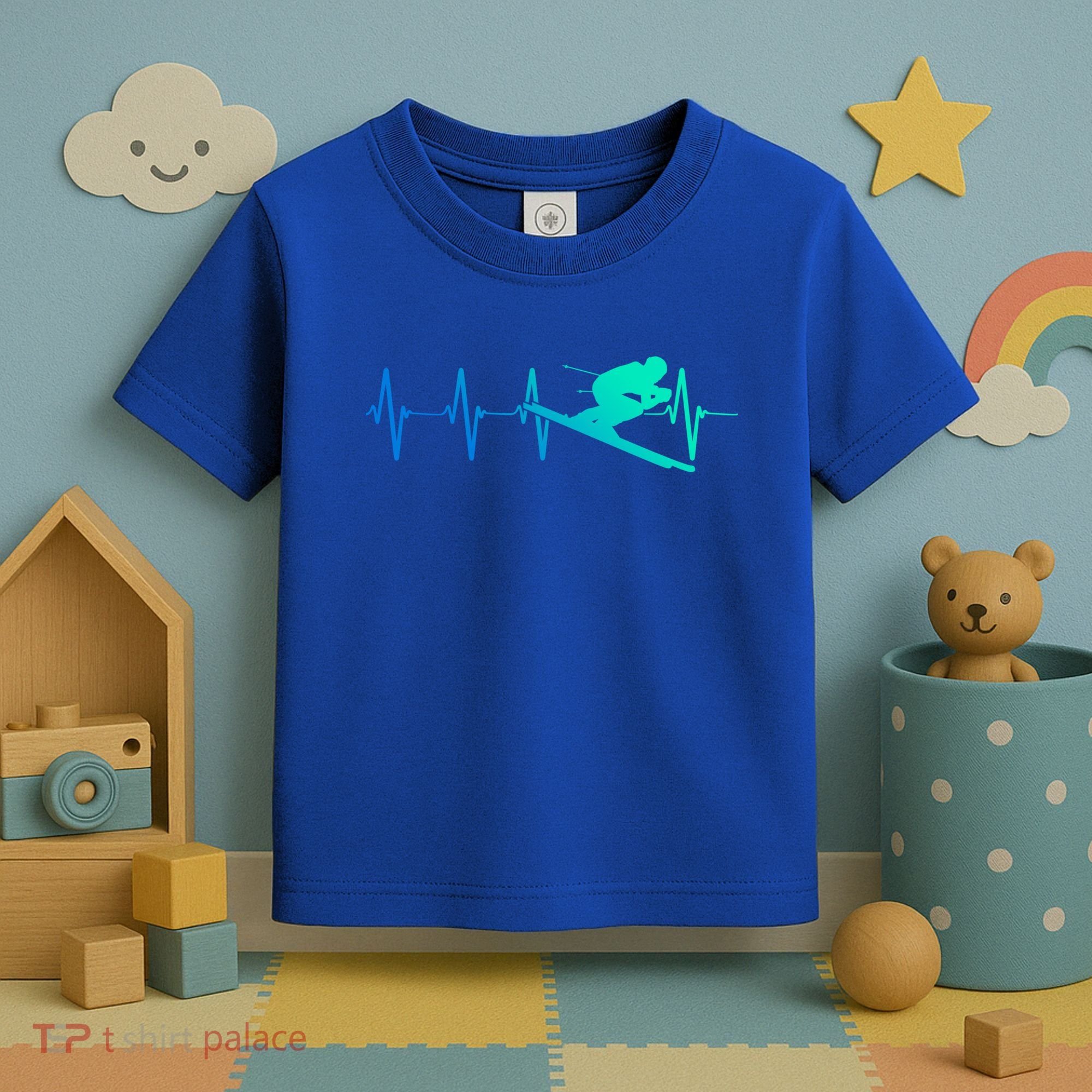 Ski Heartbeat Downhill Skiing Skier Gift Ski Bum Funny Gift Toddler T-Shirt