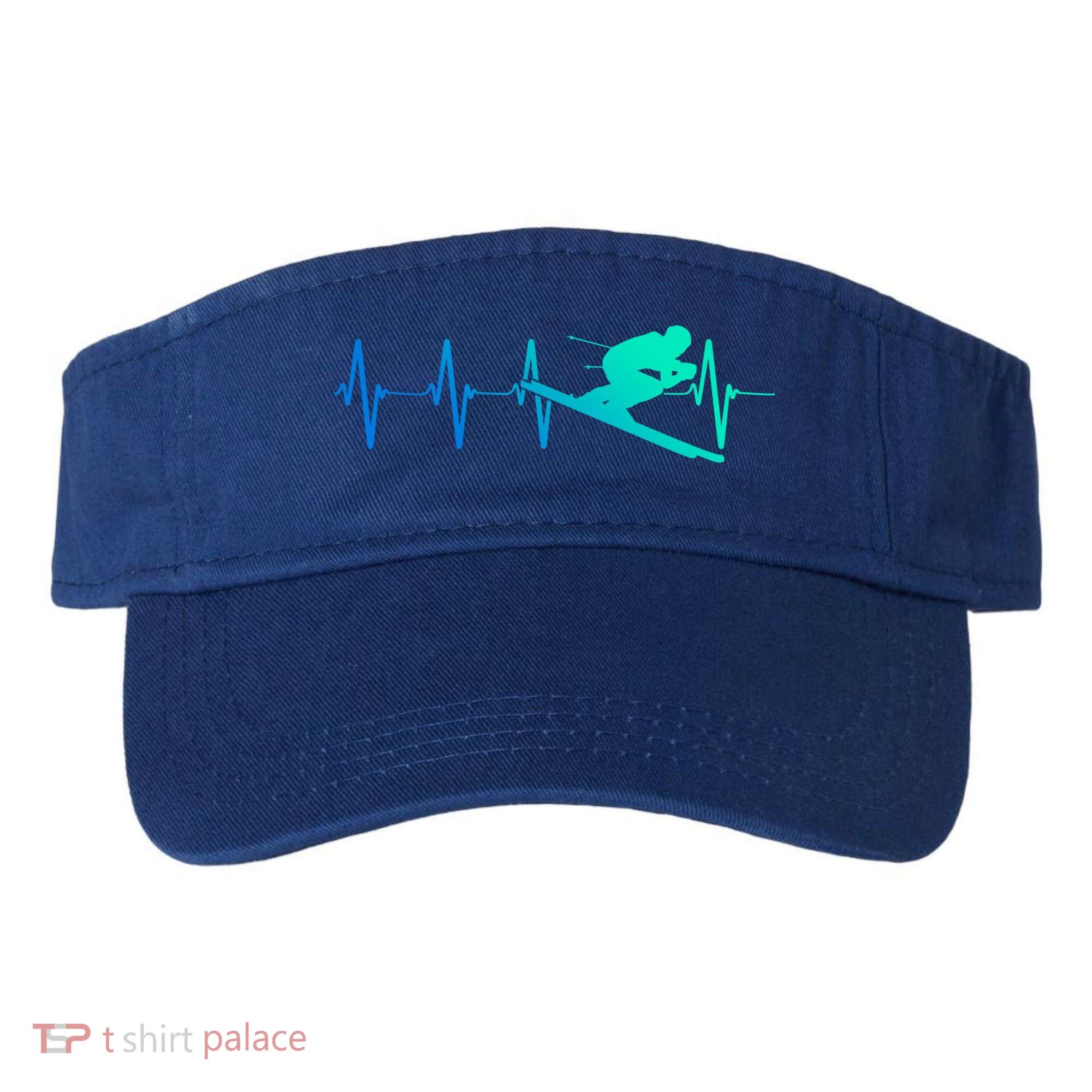 Ski Heartbeat Downhill Skiing Skier Gift Ski Bum Funny Gift Visor