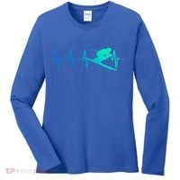 Ski Heartbeat Downhill Skiing Skier Gift Ski Bum Funny Gift Women's Long Sleeve Shirt thumb 0