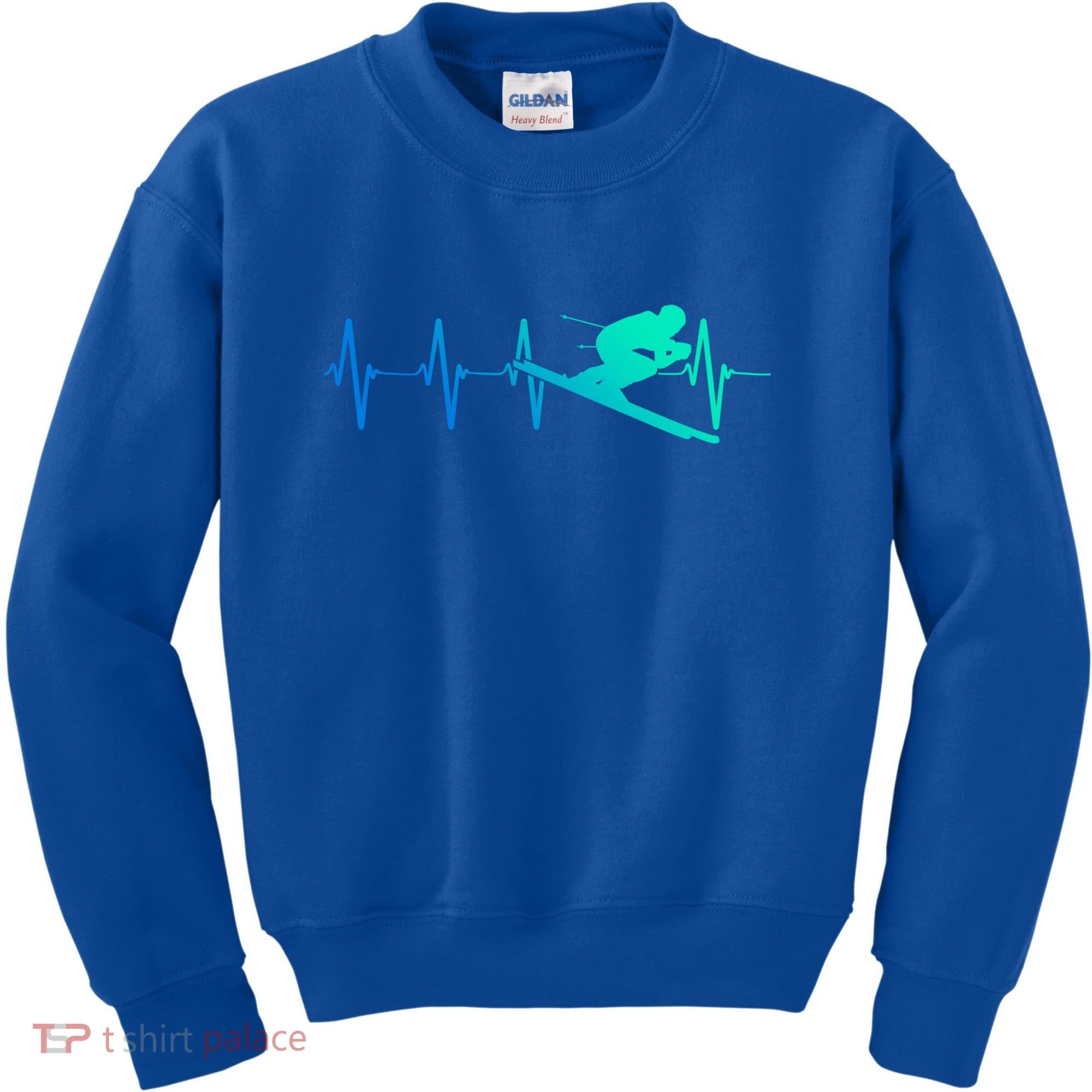 Ski Heartbeat Downhill Skiing Skier Gift Ski Bum Funny Gift Kids Sweatshirt