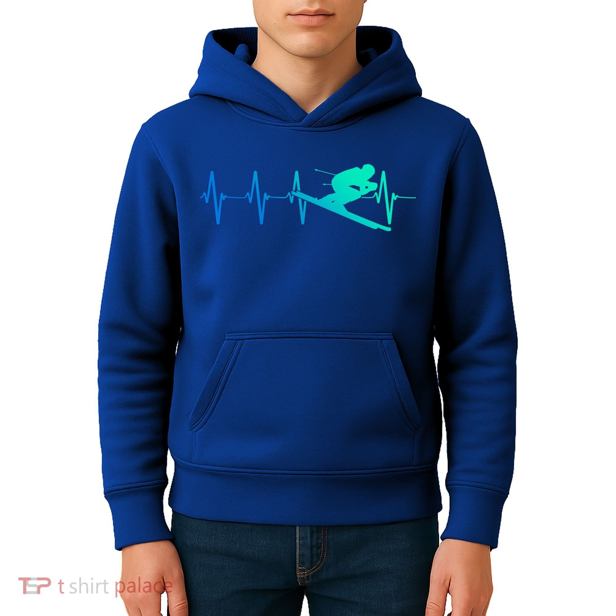 Ski Heartbeat Downhill Skiing Skier Gift Ski Bum Funny Gift Kids Hoodie