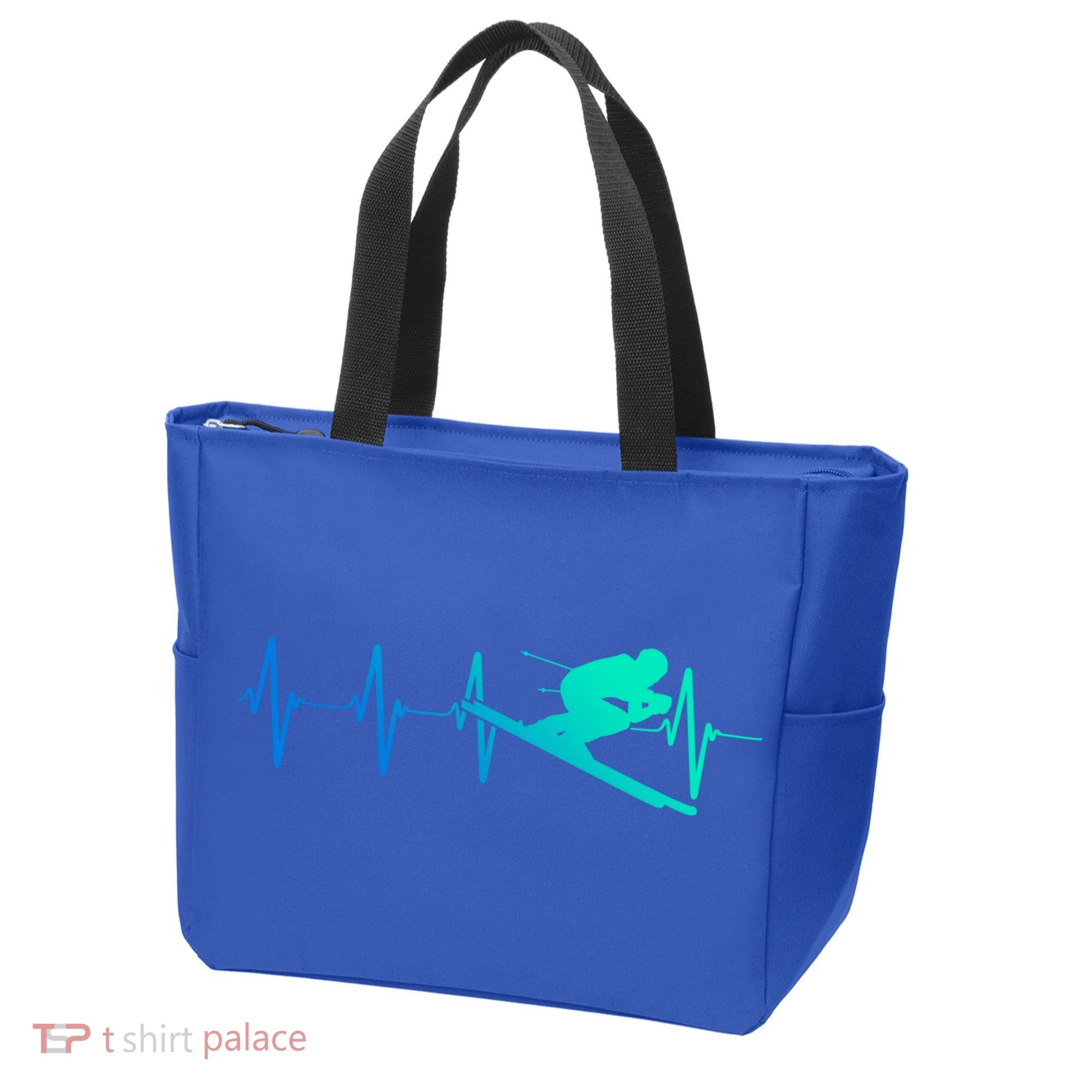 Ski Heartbeat Downhill Skiing Skier Gift Ski Bum Funny Gift Tote Bag