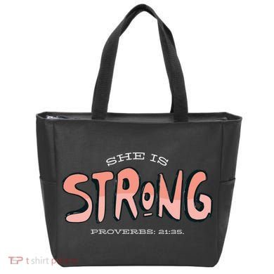 She Is Strong Bible Verse Tote Bag