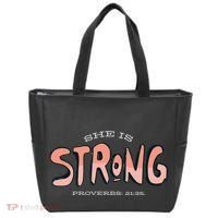 She Is Strong Bible Verse Tote Bag thumb 0