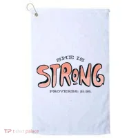 She Is Strong Bible Verse Golf Towel thumb 0