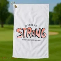 She Is Strong Bible Verse Golf Towel thumb 1