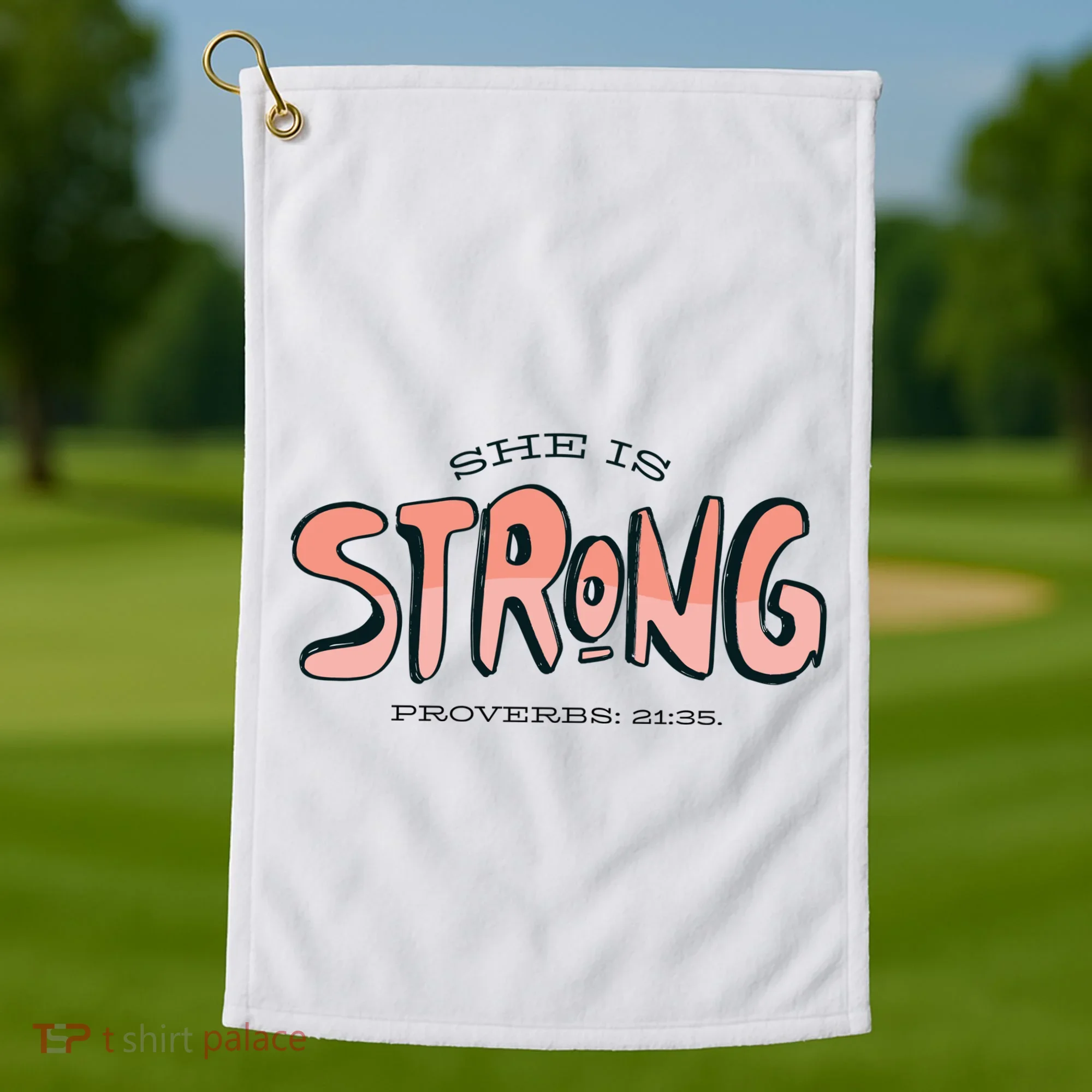 She Is Strong Bible Verse Golf Towel