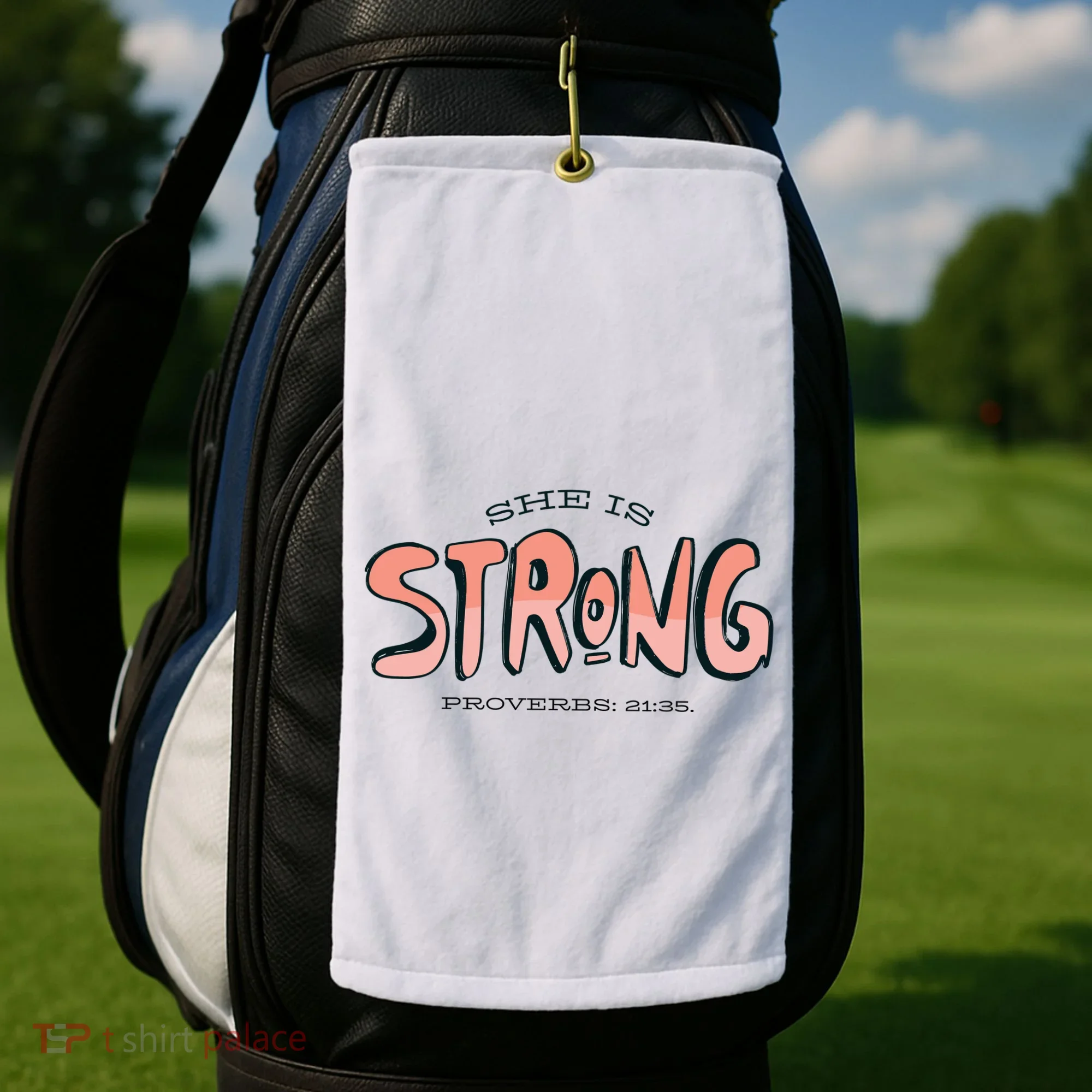 She Is Strong Bible Verse Golf Towel