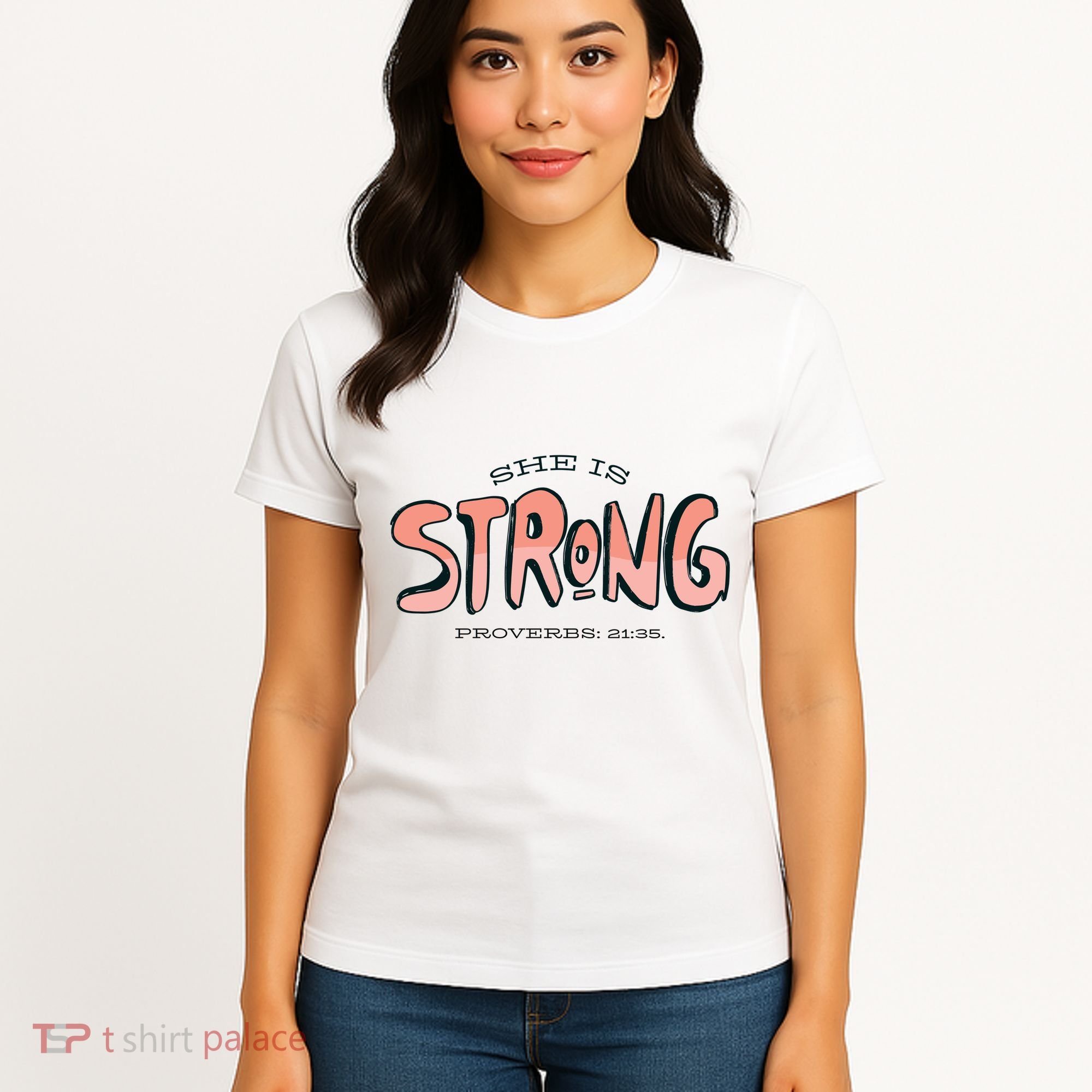 She Is Strong Bible Verse Women's T-Shirt