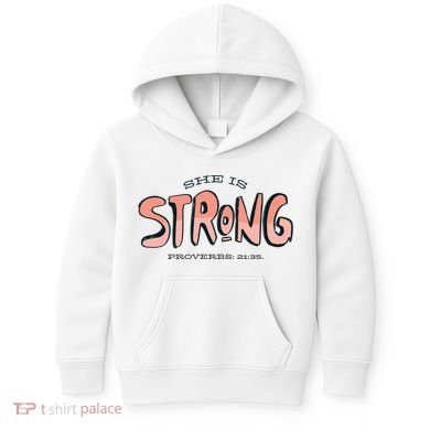 She Is Strong Bible Verse Kids Hoodie