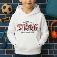 She Is Strong Bible Verse Kids Hoodie thumb 2