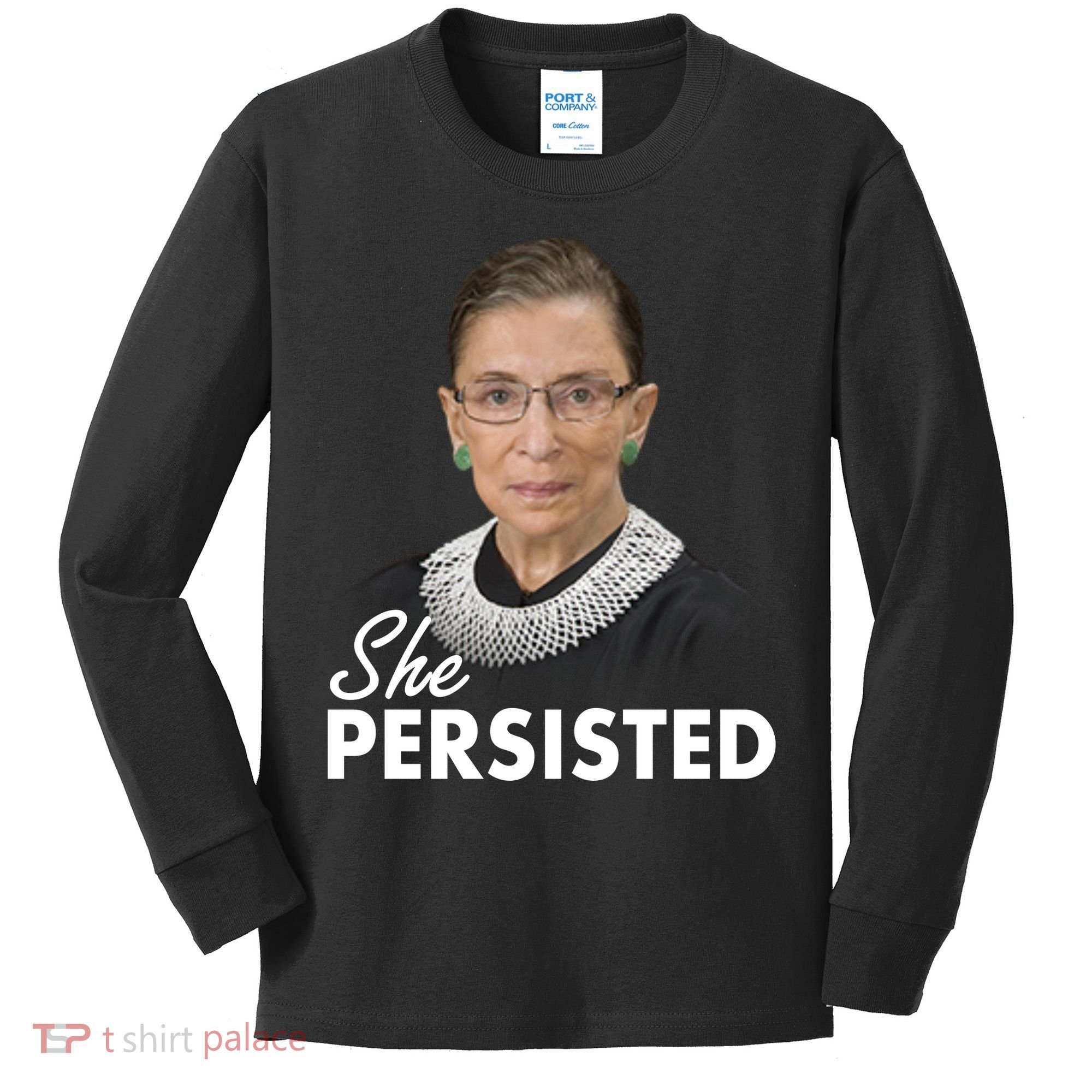 She Persisted RBG Ruth Bader Ginsburg Kids Long Sleeve Shirt