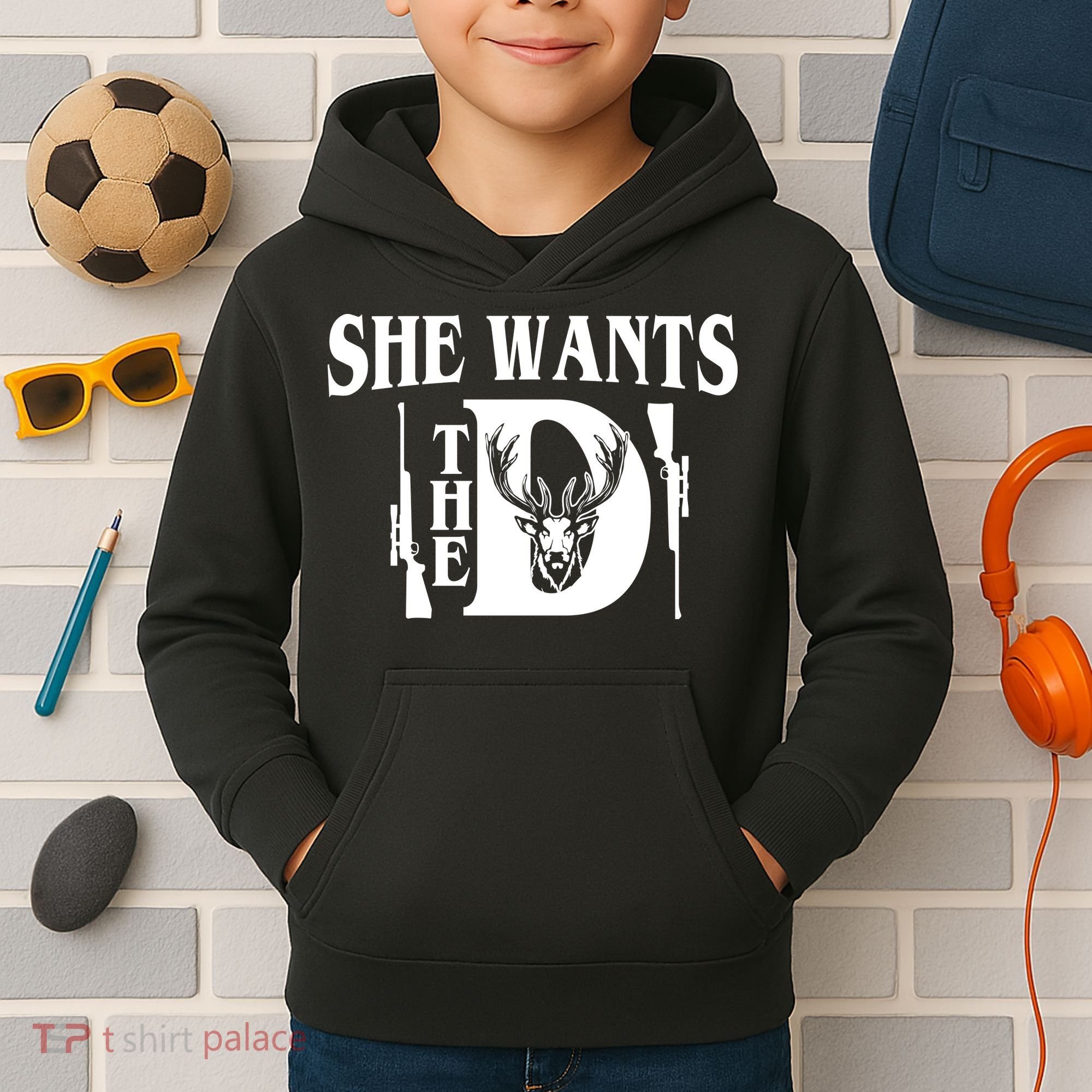 She Wants the D Hunting Kids Hoodie