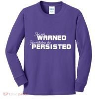 She Was Warned Nevertheless, She Persisted. Protest Kids Long Sleeve Shirt thumb 0