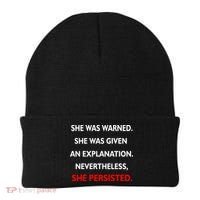 She Was Was Warned Nevertheless Persisted Beanie thumb 0