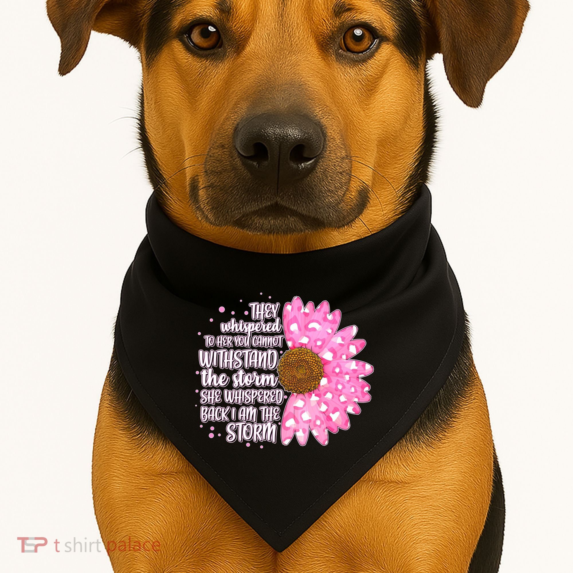 She Whispers Back I Am The Storm Pink Flower USA-Made Doggie Bandana