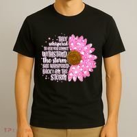 She Whispers Back I Am The Storm Pink Flower T-Shirt thumb 3
