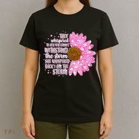 She Whispers Back I Am The Storm Pink Flower T-Shirt thumb 4
