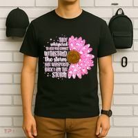 She Whispers Back I Am The Storm Pink Flower T-Shirt thumb 6