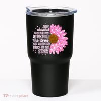 She Whispers Back I Am The Storm Pink Flower Tumbler thumb 0