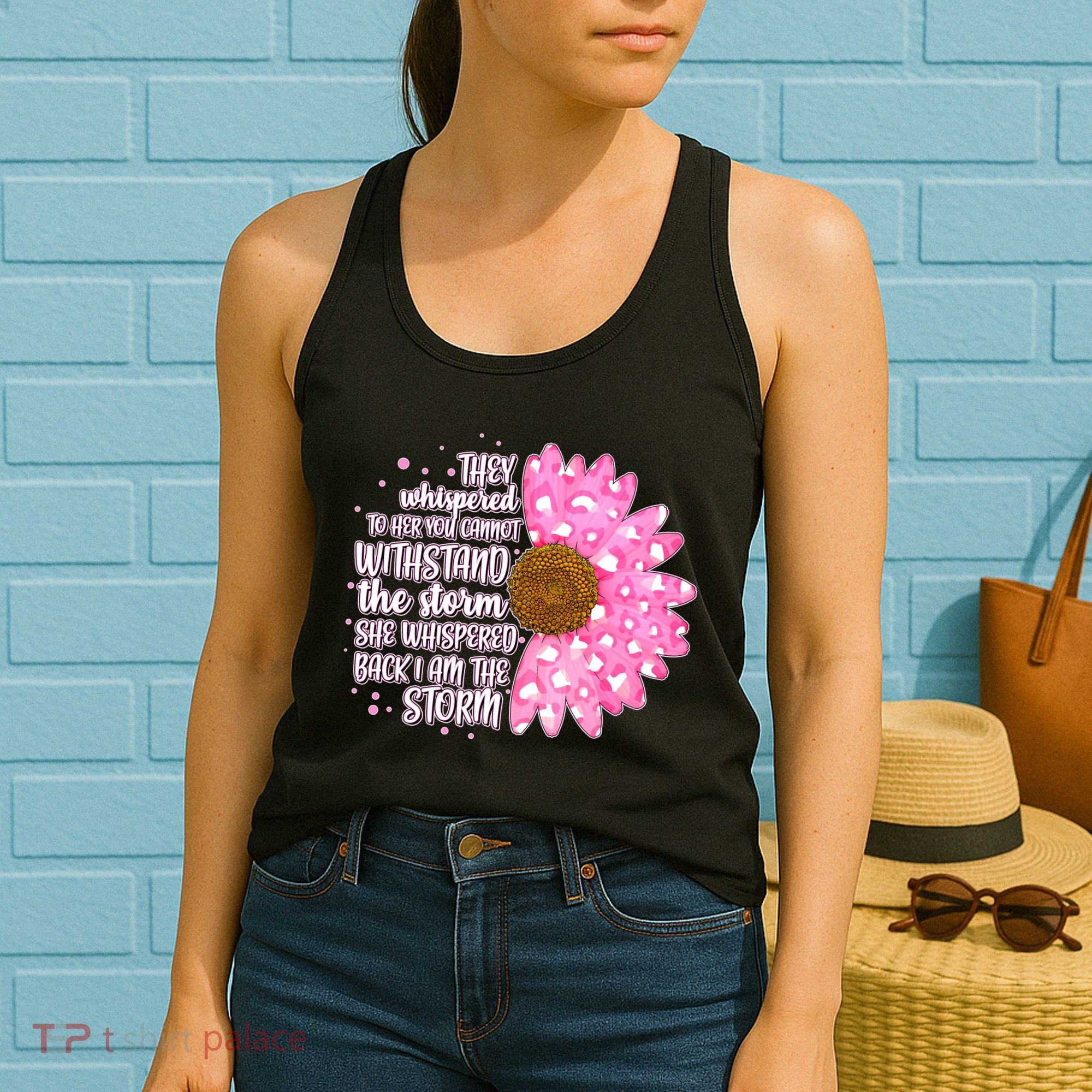 She Whispers Back I Am The Storm Pink Flower Women's Tank Top