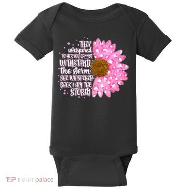 She Whispers Back I Am The Storm Pink Flower Baby Bodysuit