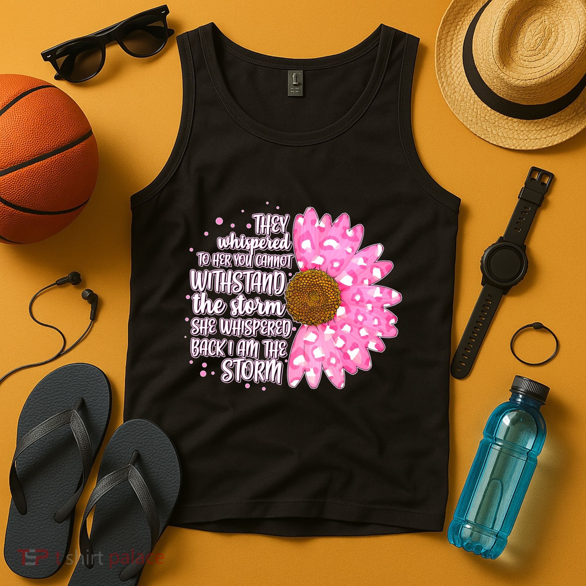 She Whispers Back I Am The Storm Pink Flower Tank Top