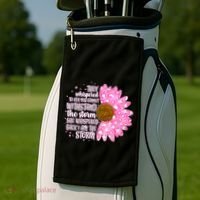 She Whispers Back I Am The Storm Pink Flower Golf Towel thumb 2