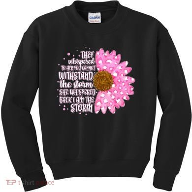 She Whispers Back I Am The Storm Pink Flower Kids Sweatshirt