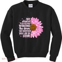 She Whispers Back I Am The Storm Pink Flower Kids Sweatshirt thumb 0