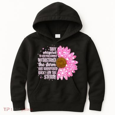 She Whispers Back I Am The Storm Pink Flower Kids Hoodie