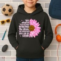She Whispers Back I Am The Storm Pink Flower Kids Hoodie thumb 2