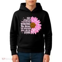She Whispers Back I Am The Storm Pink Flower Kids Hoodie thumb 4