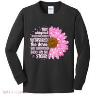 She Whispers Back I Am The Storm Pink Flower Kids Long Sleeve Shirt thumb 0