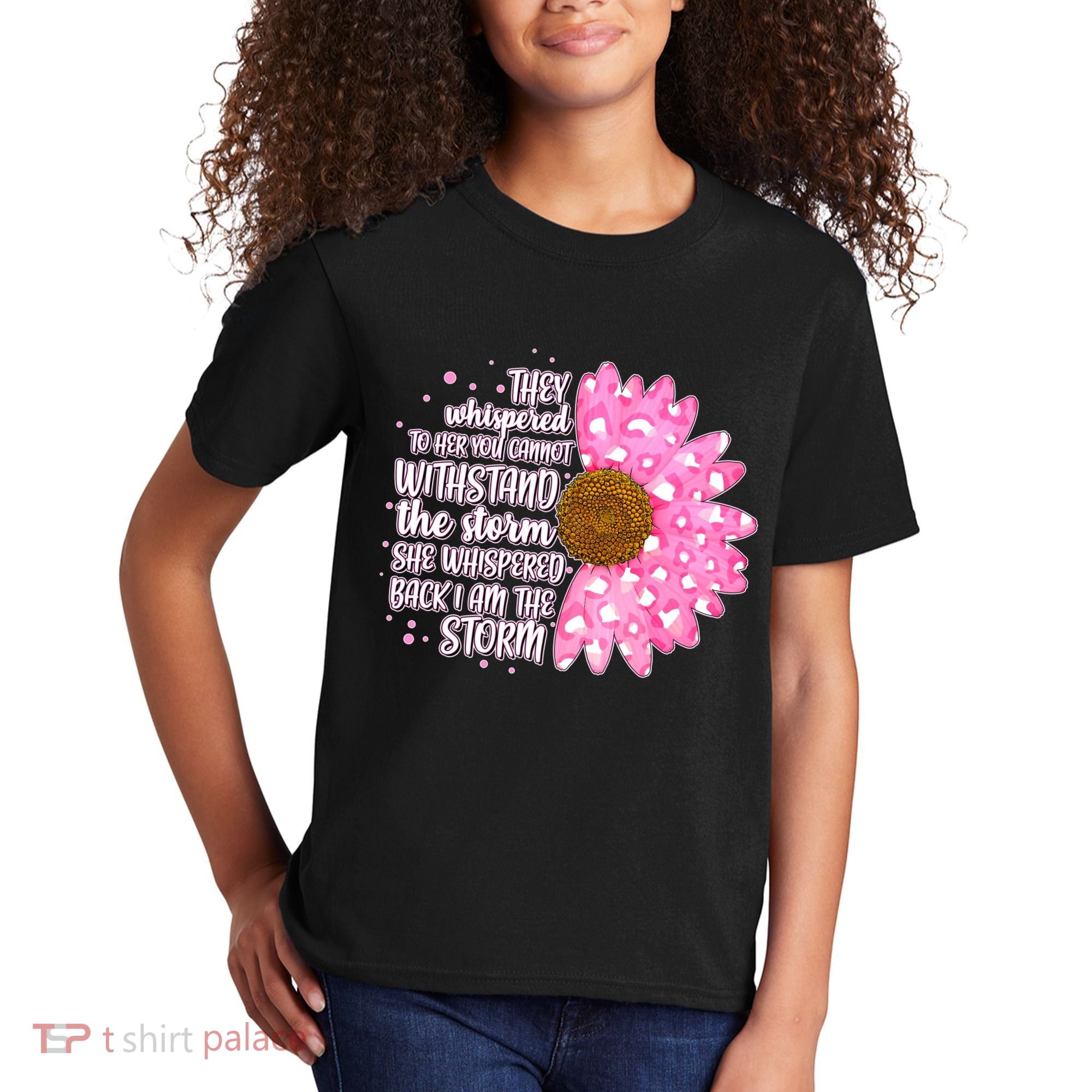 She Whispers Back I Am The Storm Pink Flower Kids T-Shirt