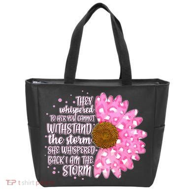 She Whispers Back I Am The Storm Pink Flower Tote Bag