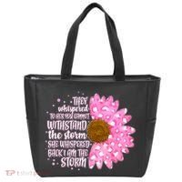 She Whispers Back I Am The Storm Pink Flower Tote Bag thumb 0