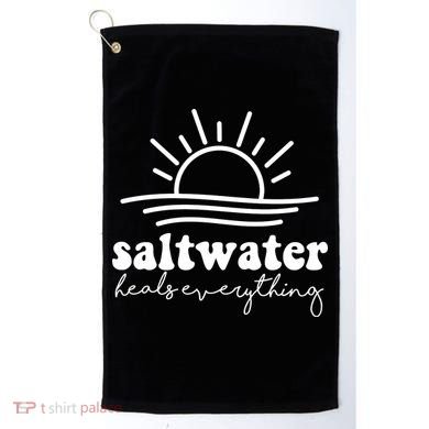 Saltwater Heals Everything Sunset Golf Towel