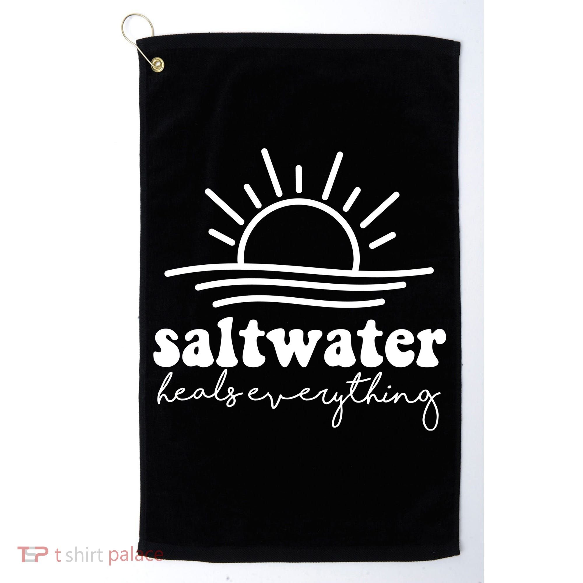 Saltwater Heals Everything Sunset Golf Towel