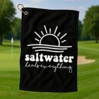 Saltwater Heals Everything Sunset Golf Towel thumb 1