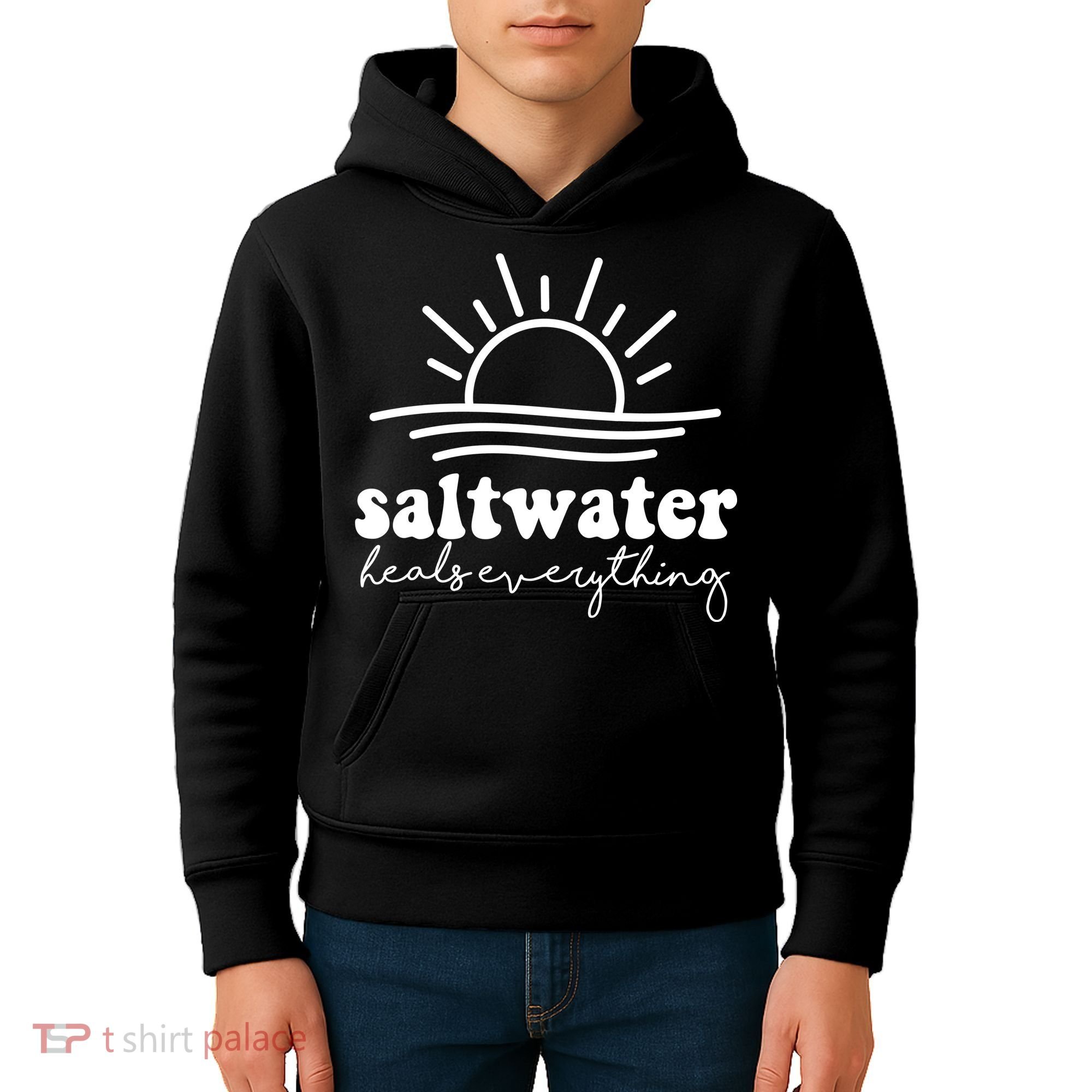 Saltwater Heals Everything Sunset Kids Hoodie