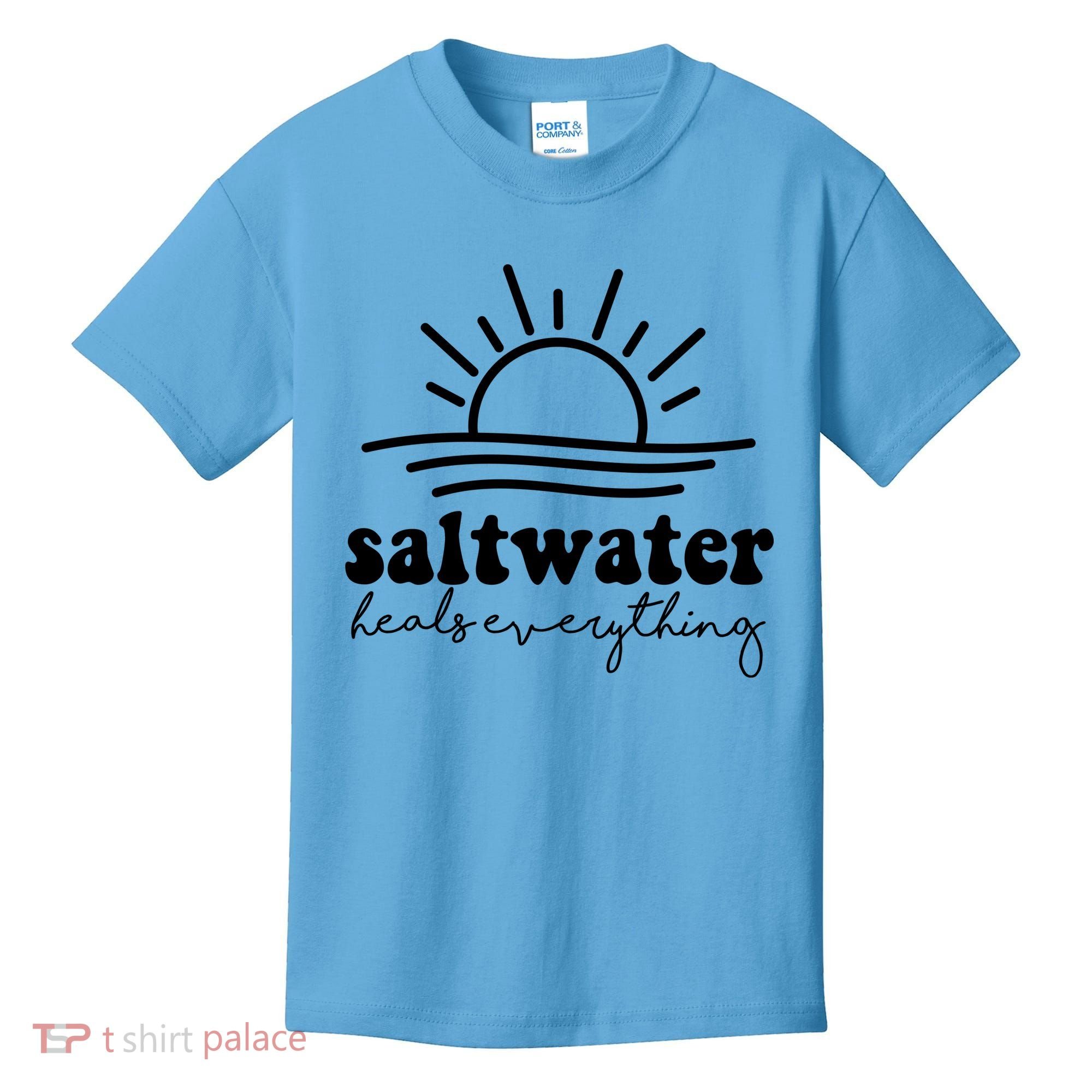 Saltwater Heals Everything Sunset Kids T-Shirt