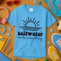 Saltwater Heals Everything Sunset Kids T-Shirt thumb 3