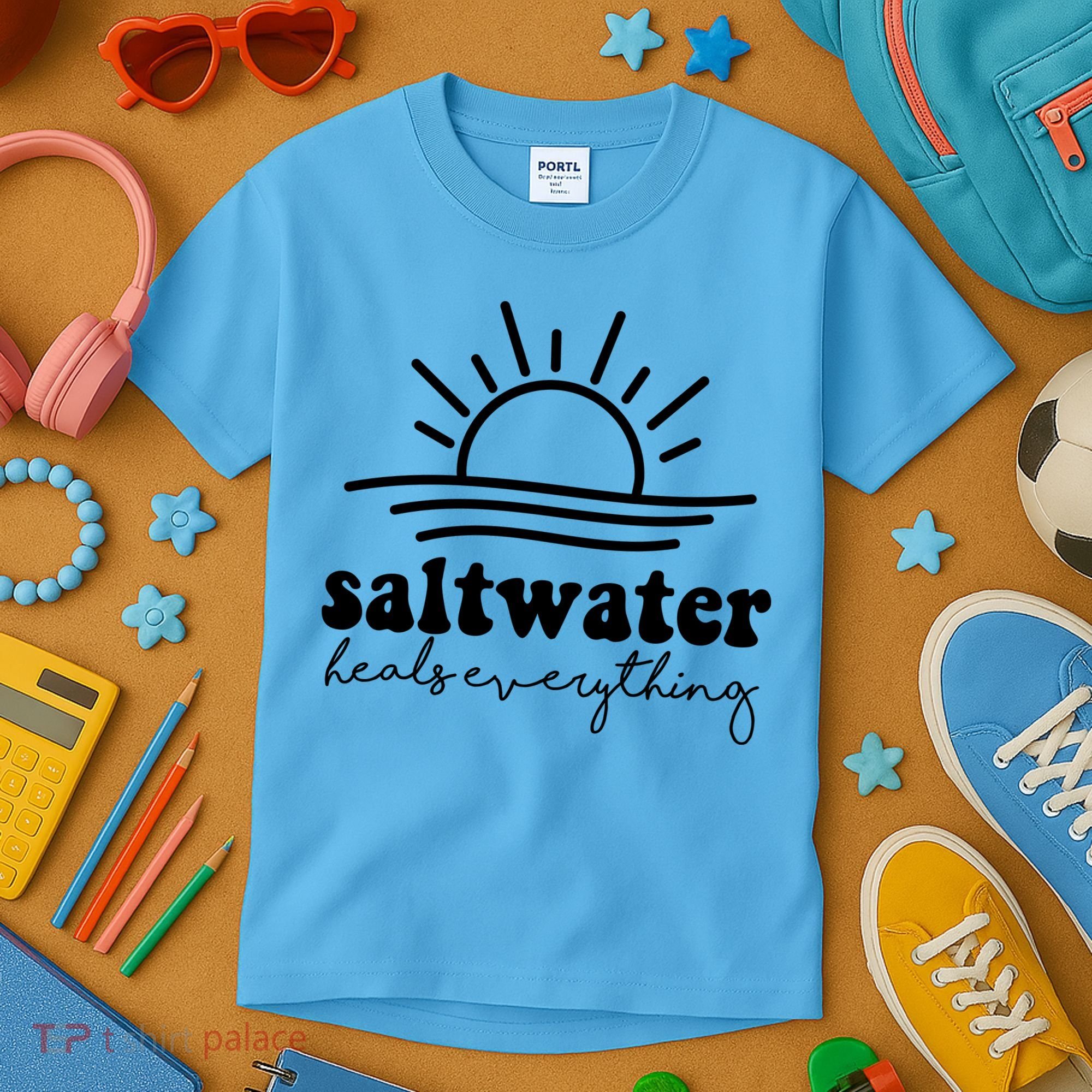 Saltwater Heals Everything Sunset Kids T-Shirt