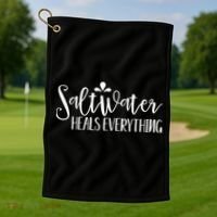 Saltwater Heals Everything Gift Golf Towel thumb 1